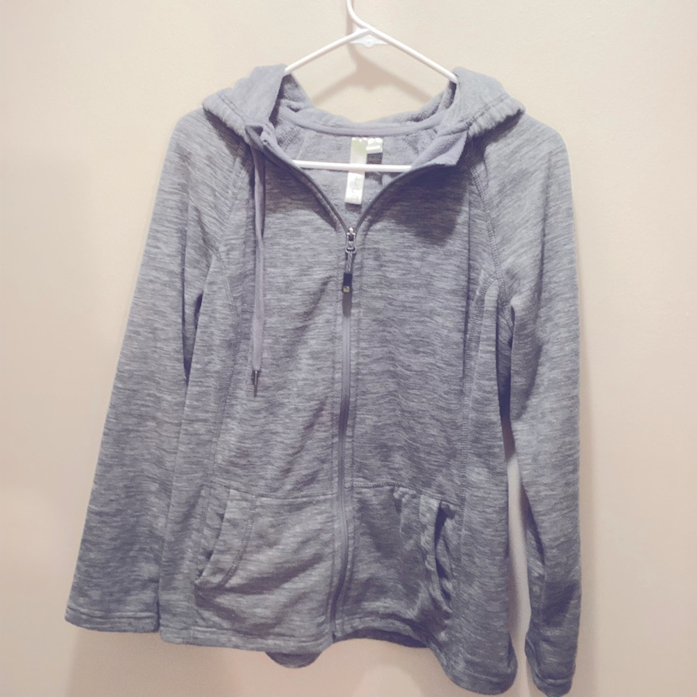 GreenTea Women’s purple Zip-Up Fleece Hoodie, Sz L, fitted